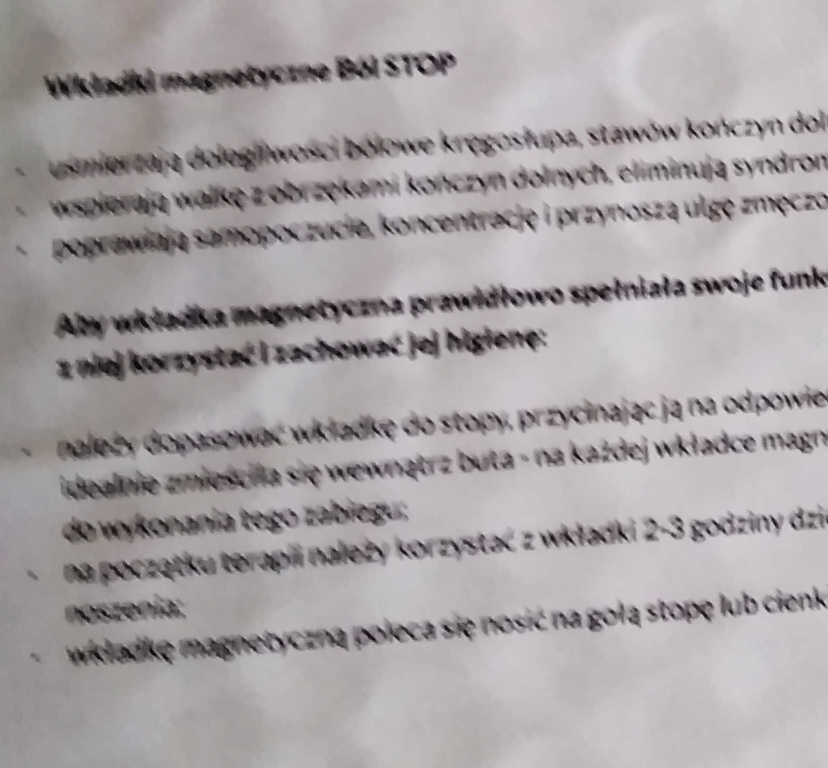 Wkładki zdrowotne , magnetyczne