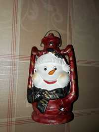Figurka Lampion Bałwanek Mikołaj Boże Narodzenie Nowa