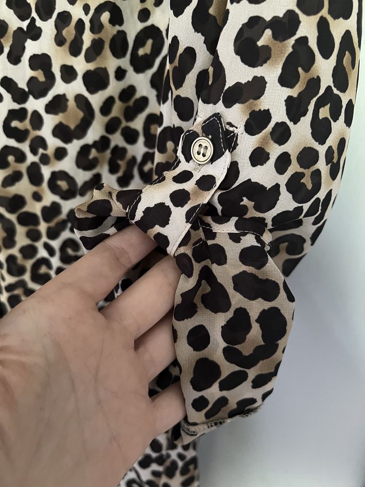 H&M S 36 koszula mgiełka cętki panterka leopard tunika animal print