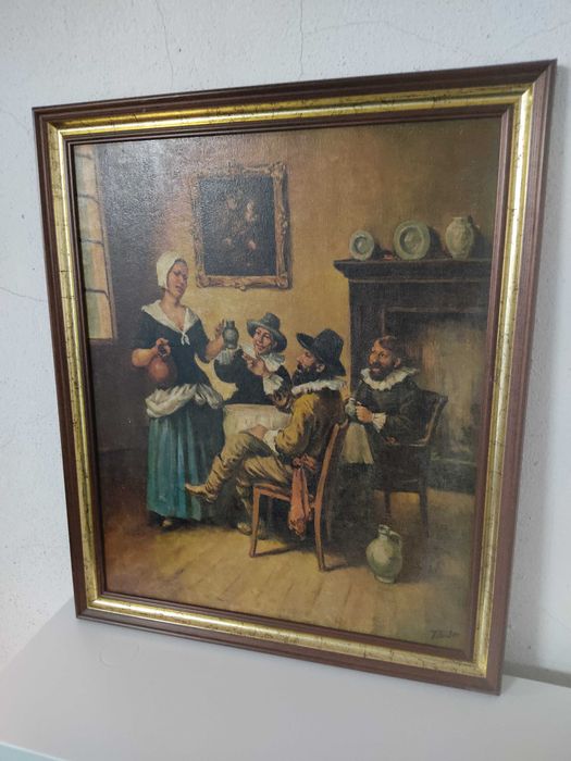 Vendo tela com moldura em madeira com dourado velho