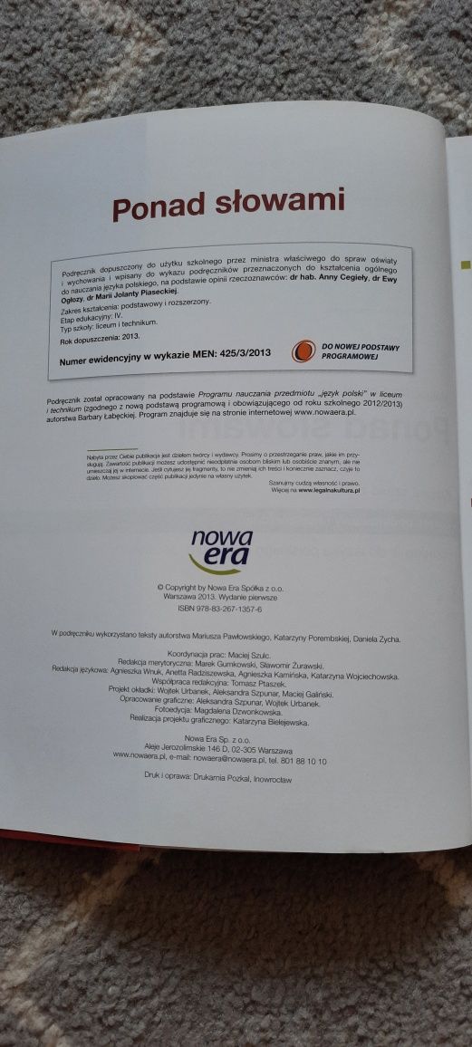 Ponad słowami kl.2.1 liceum I technikum.