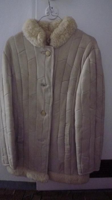 Kożuch damski M naturalny zima ciepły kurtka