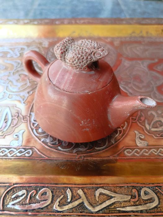 Bule e jade pedra dura Antigo 11 cm tampa forma de Rã