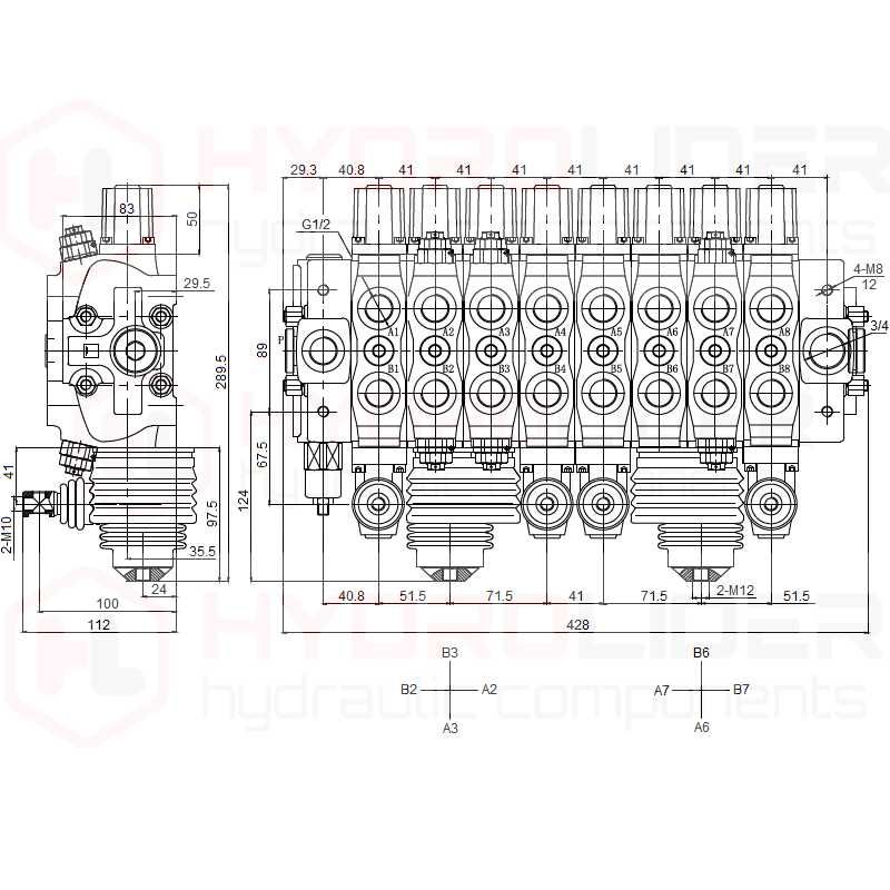 Rozdzielacz hydrauliczny 8 sek 90l maszyny leśnej