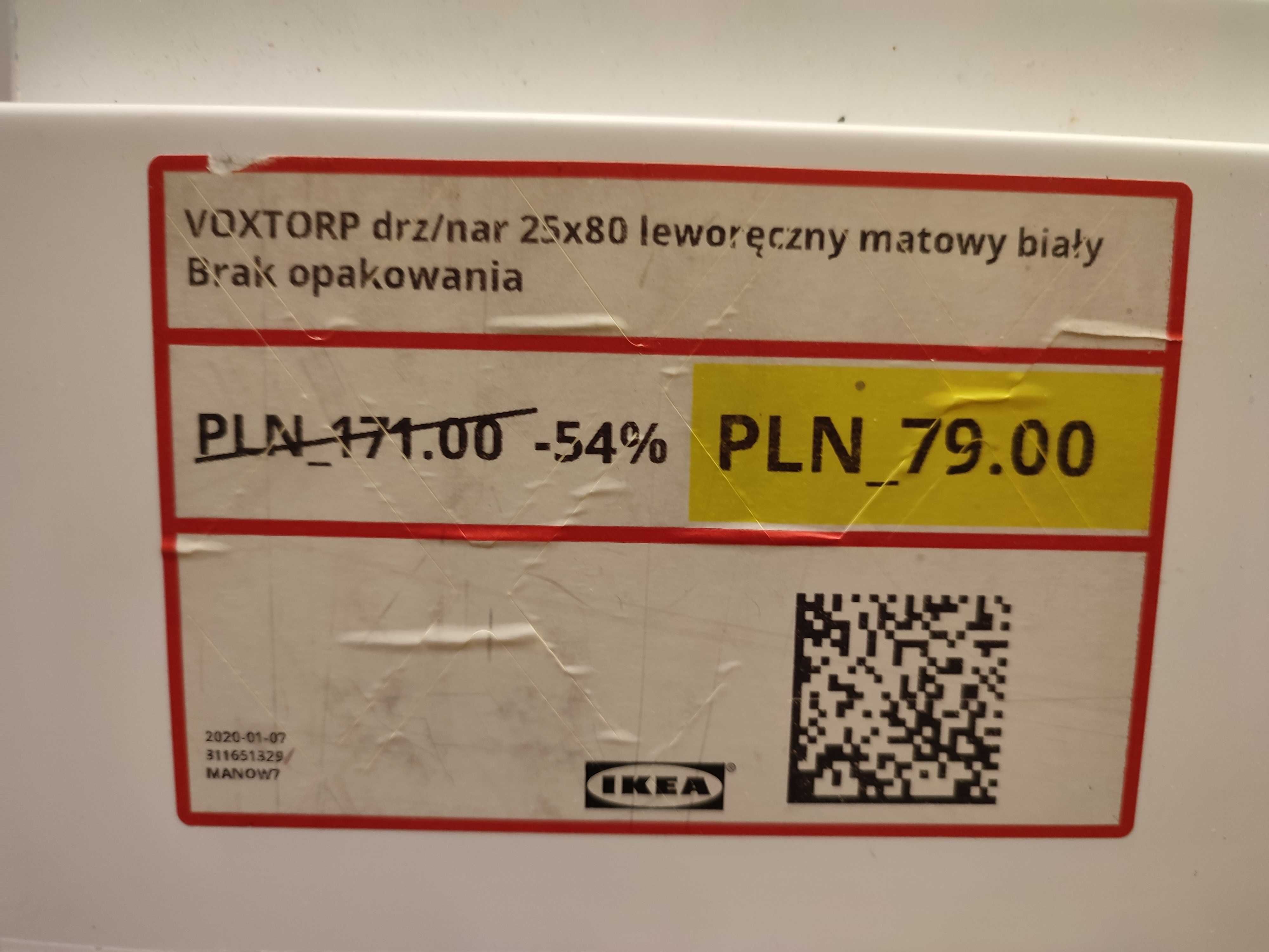 Ikea fronty Voxtorp biały mat do szafki narożnej 25x 80 leworeczny