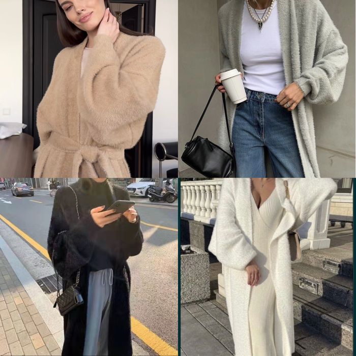 Кардиган альпака з поясом