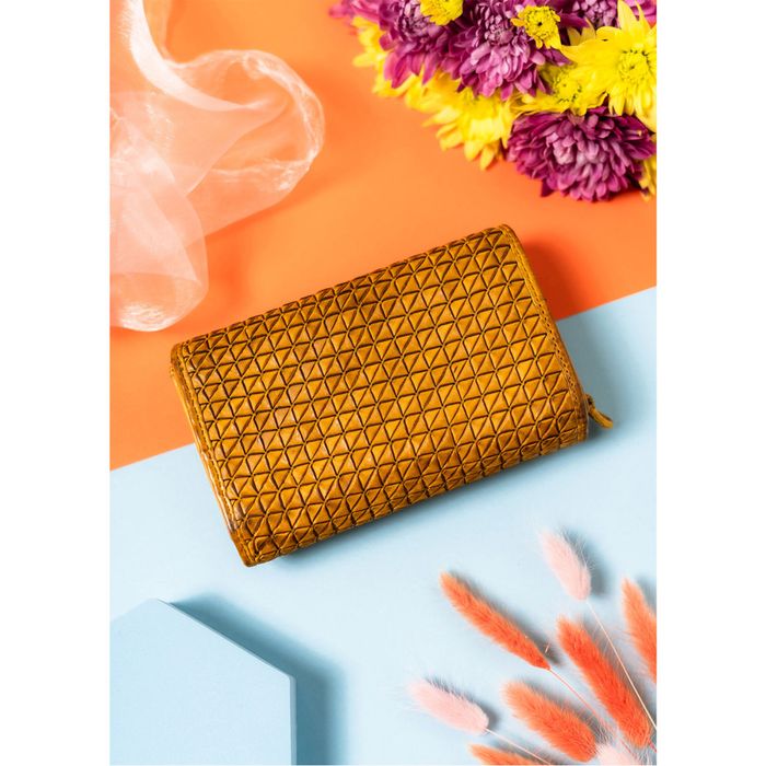 klasyczny portfel damski do torebki z geometrycznym wzorem - rovicky