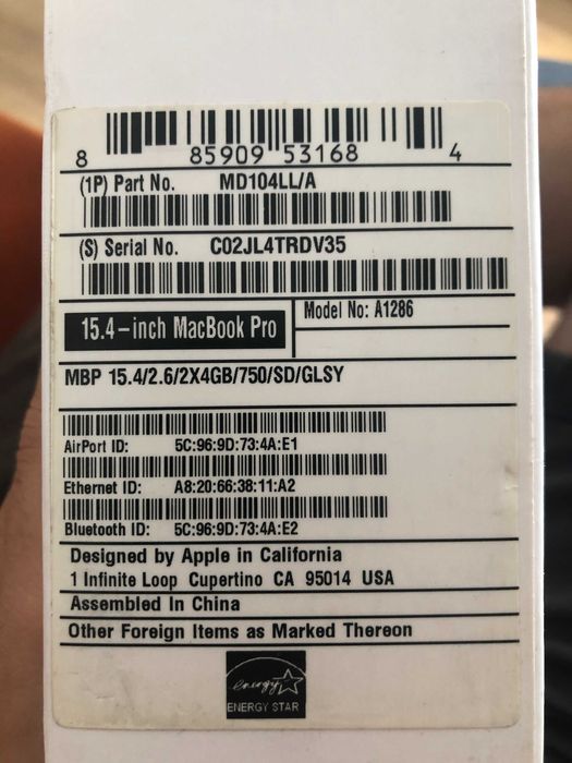 Apple MacBook Pro 15" (MD104) 2012 SSD 500 Gb