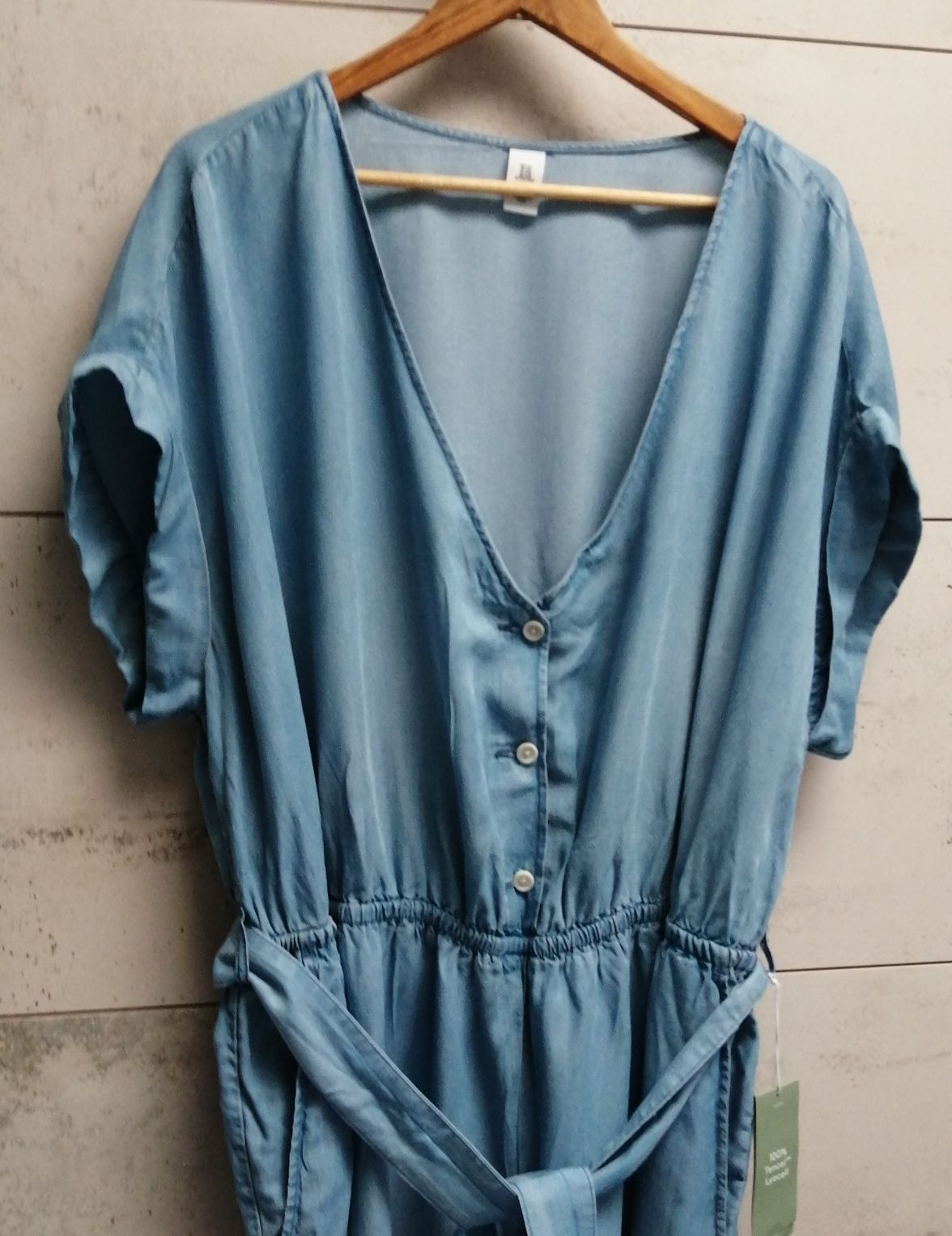 Kombinezon lato wiosna przewiewny błękit niebieski plus size  4 XL