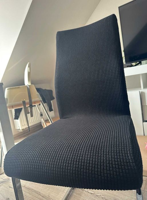 Zestaw 6szt Nowe Pokrowce Na Krzesło Uniwersalny Elastyczny Czarny