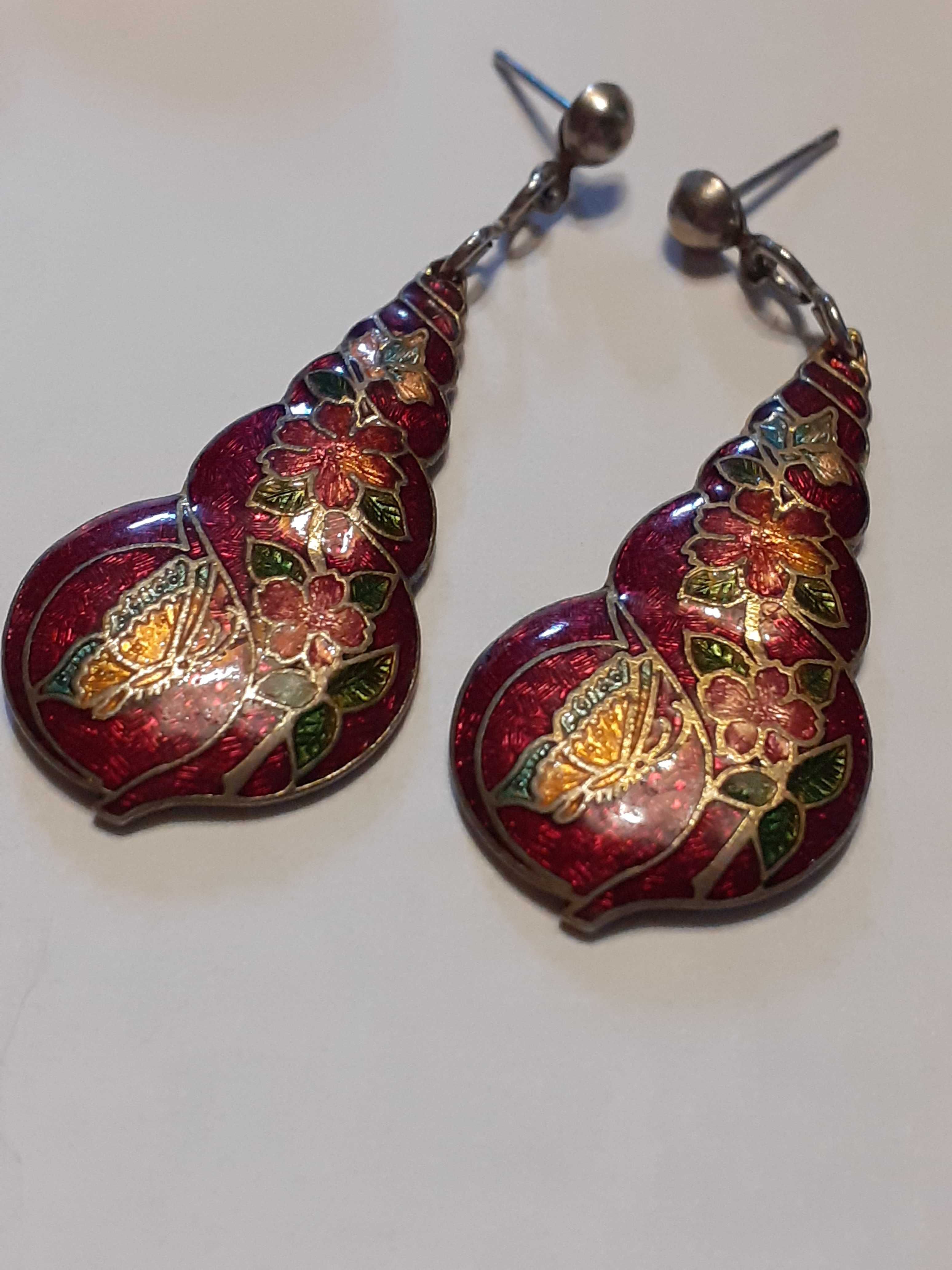 Kolczyki Cloisonne vintage