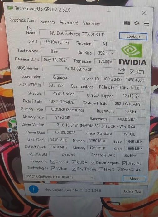 RTX 3060 ti gigabyte