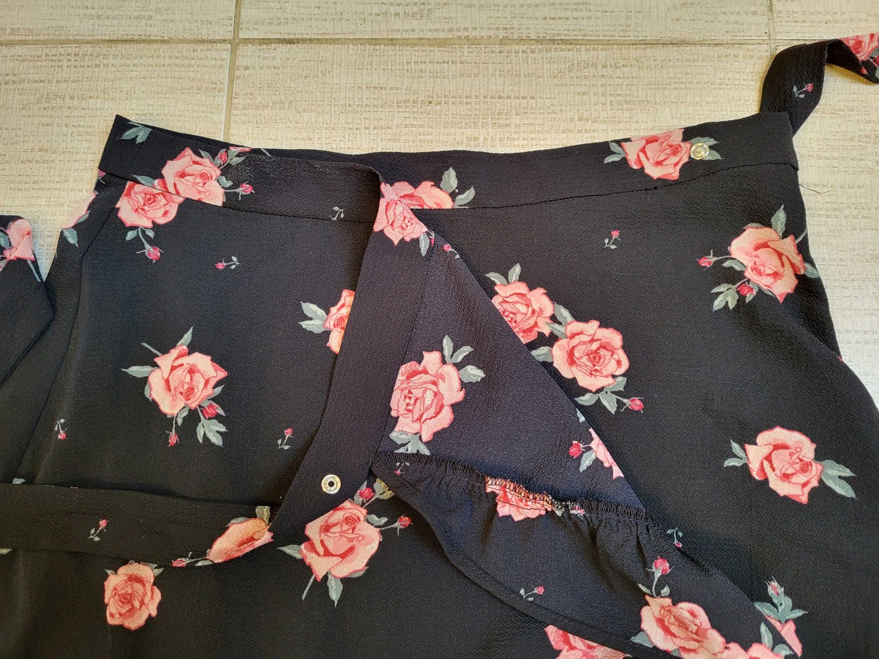 spódnica z falbaną w różyczki w hiszpańskim stylu H&M Divided 40/L