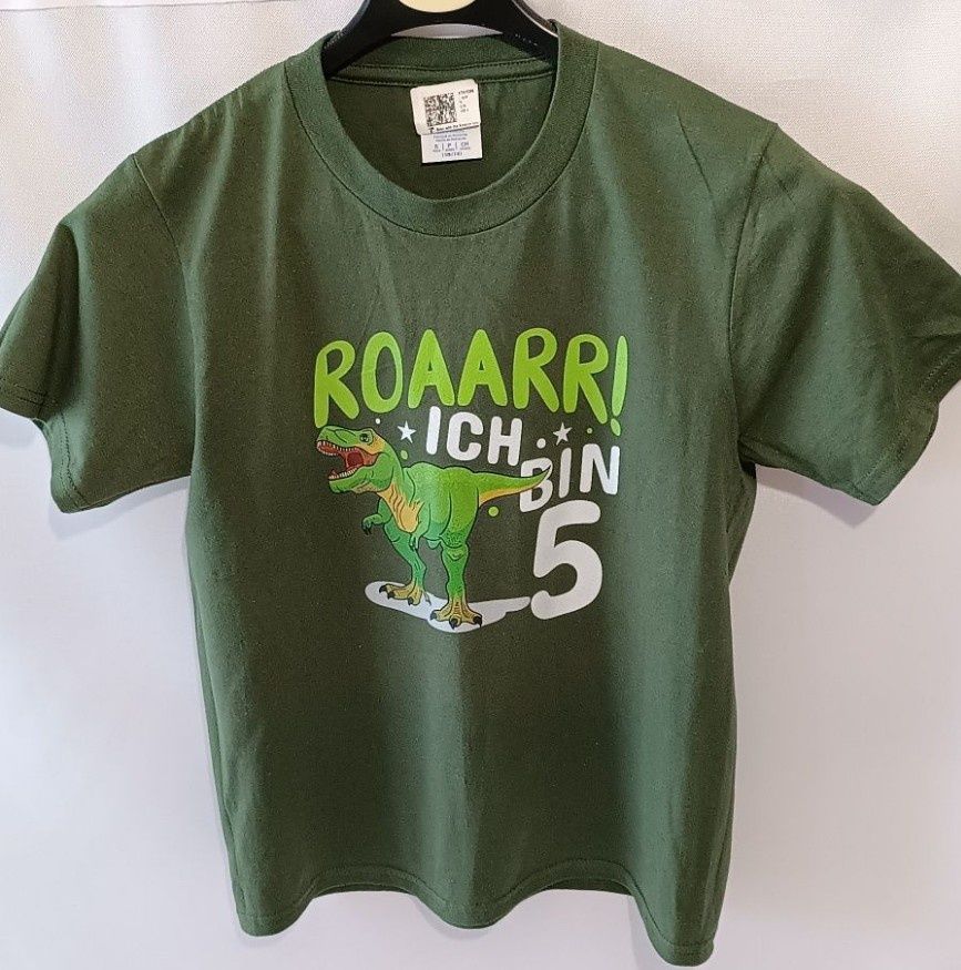 Koszulka Dziecięca z Nadrukiem Zielona Dinozaur r. 128. Nowa