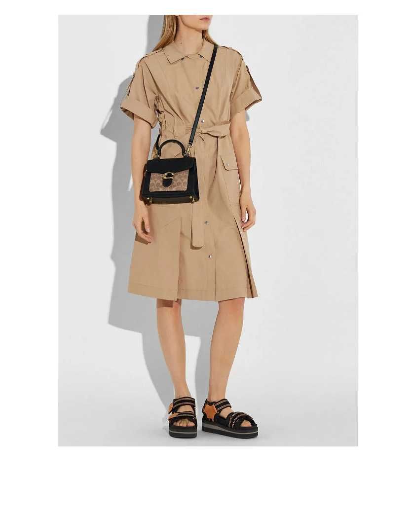 Сумка Coach Tabby Top Handle 20 in Signature Canvas Tan Black