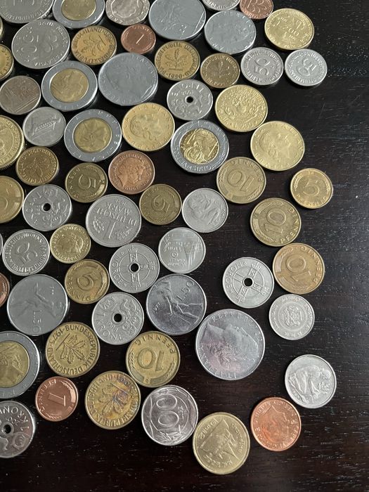 Kolekcja monet, marki niemieckie, liry włoskie, deutsche mark, 1950r.+