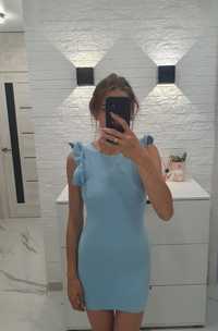 Плаття ZARA, плаття лапша резинка, плаття з воланами голубого кольору