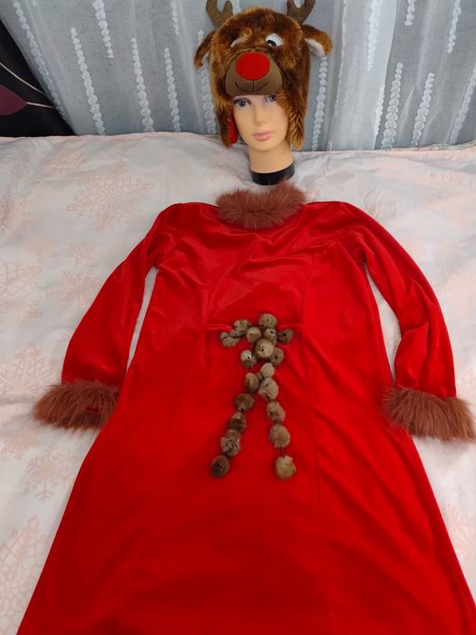 Strój przebranie dziewczyna renifer pomocnik Mikołaja śliczna 146