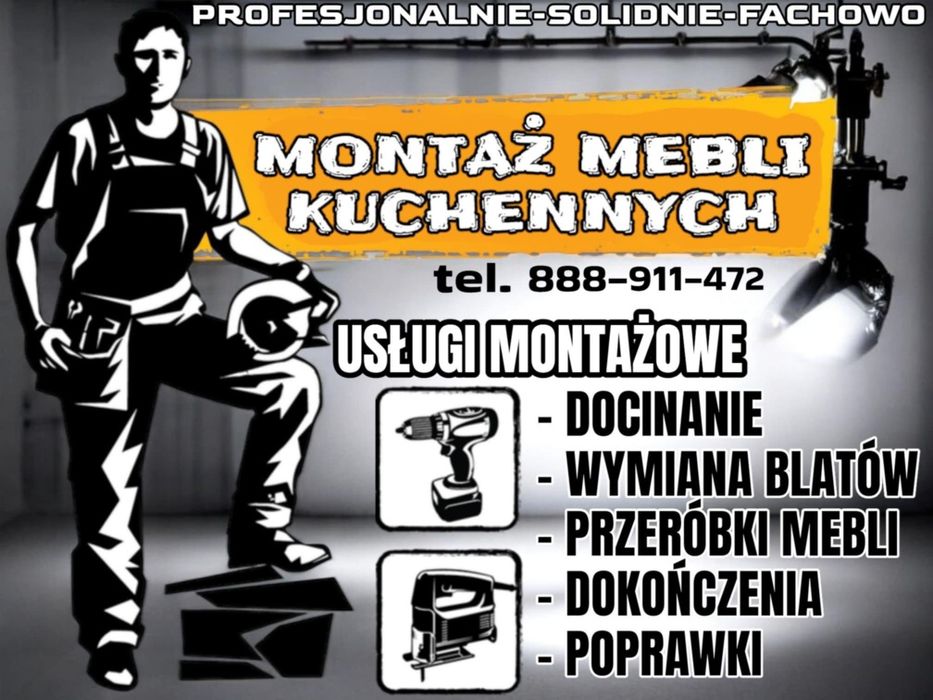 Montaż mebli kuchennych〘IKEA⫽AGATA⫽CASTORAMA〙docinanie, wymiana blatów