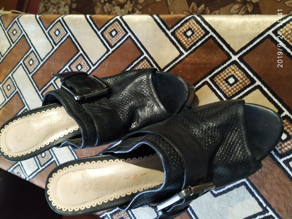 Туфлі, туфли женские, летние, кожаные, 36 размер, черные