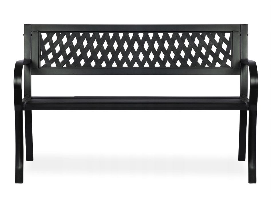 Ławka ogrodowa metalowa z oparciem. Stylowa Ladna Porzadna