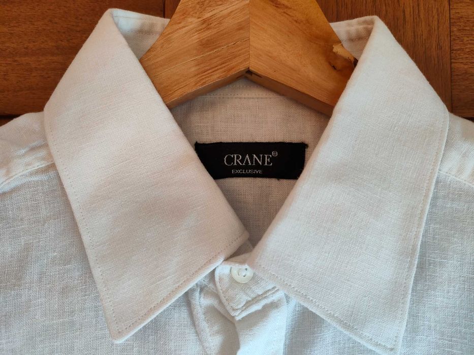 Рубашка белая с коротким рукавом. Размер S 37-38. Из 100% льна. Crane