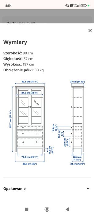 Sprzedam witrynę Ikea Hemnes.