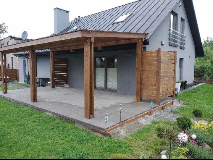 Domek drewniany,Taras drewniany,,Pergola,Garaż,Wiata garażowa