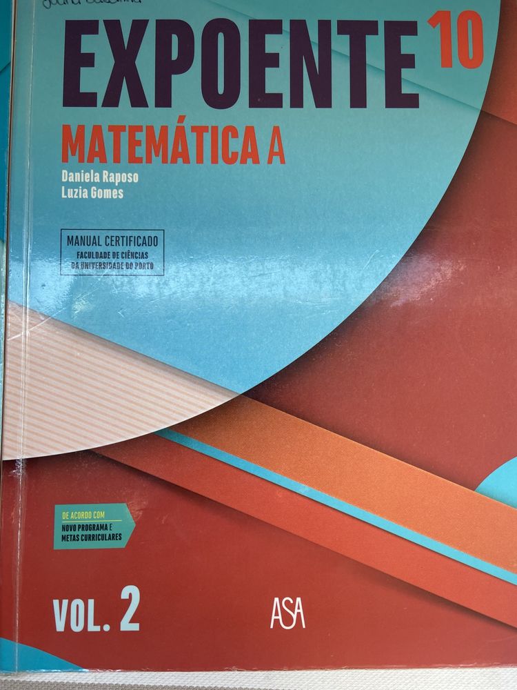 Manual ( vol1 e 2 ) e caderno de atividafes de Matematica A  Expoente