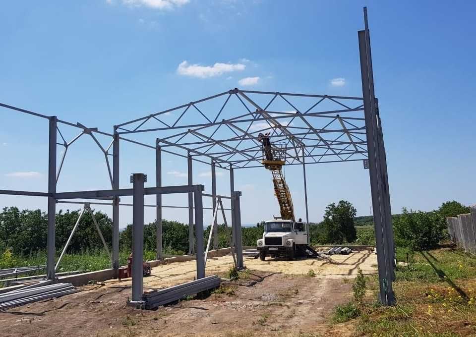 Монтаж металоконструкцій будівництво ангарів зерносховищ покрівлі