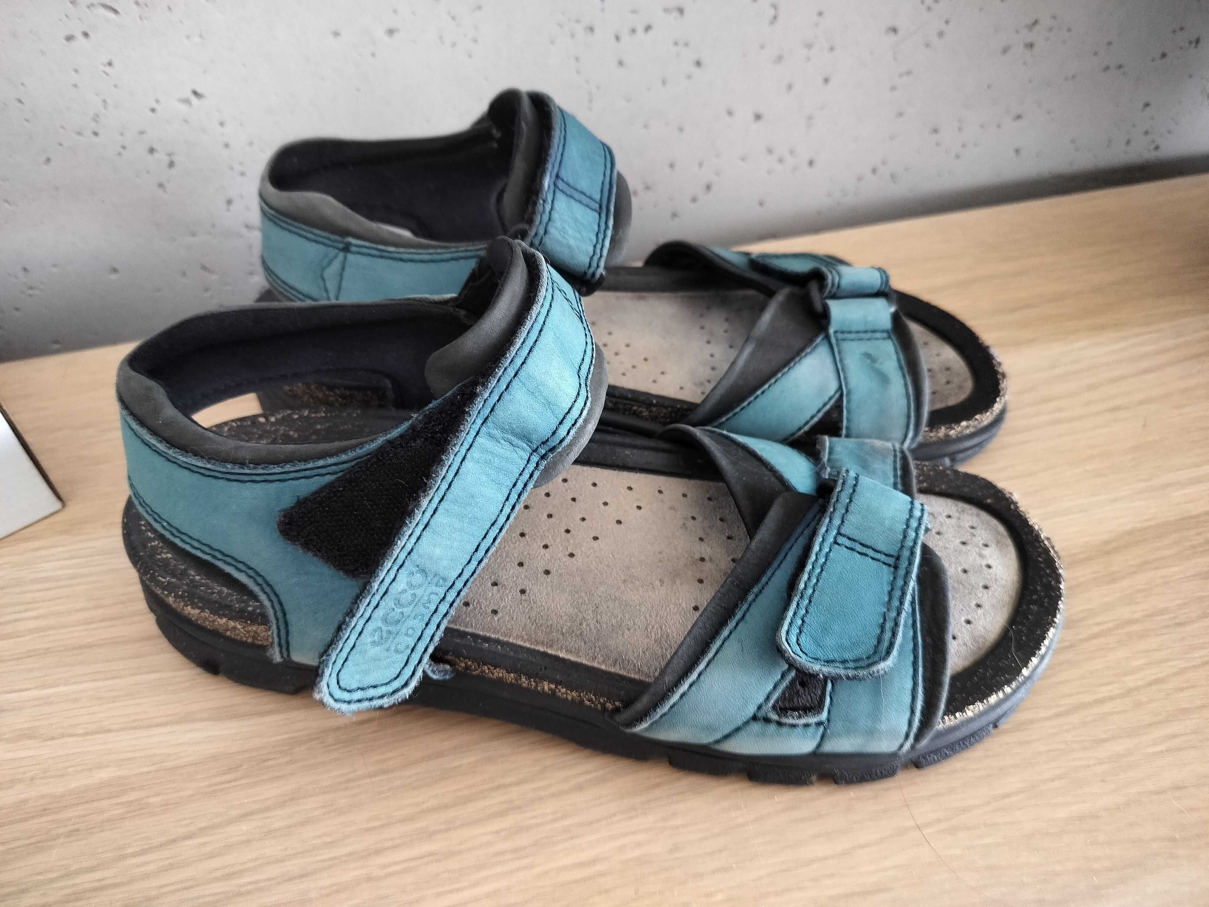 Ecco Buty damskie 40 sandały niebieskie skóra lekkie zgrabne dł26
