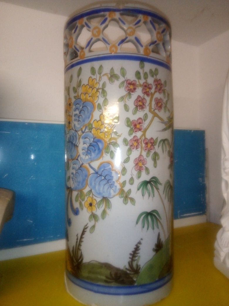 Grand antigo jarrão/ chapeleira/ bengaleiro em faiança Viúva Lamego