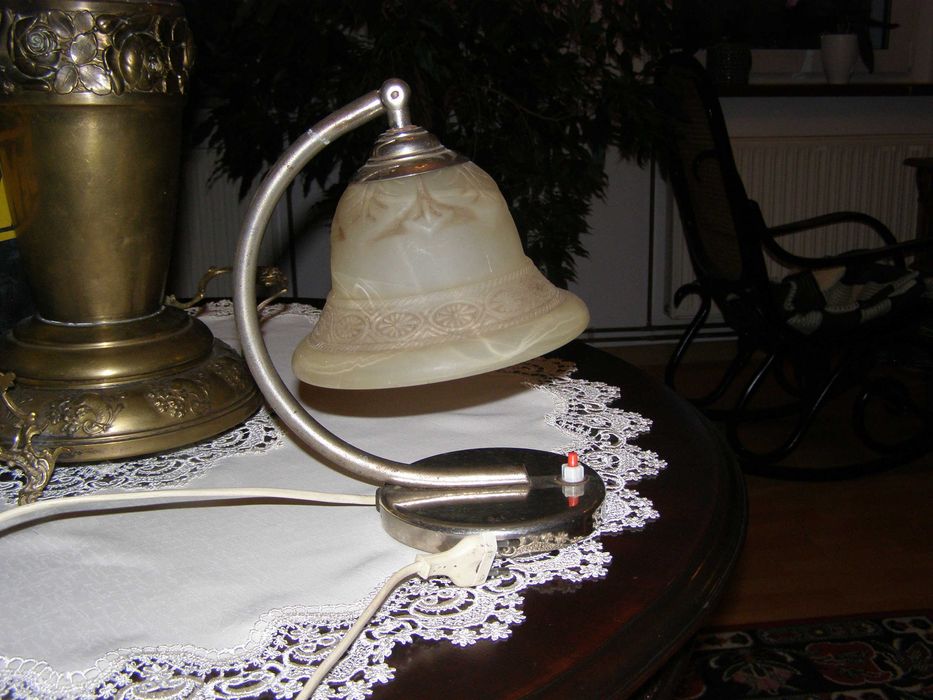 lampka nocna szkło i metal