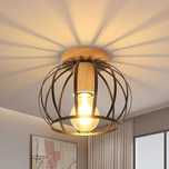 Comely lampa sufitowa plafon led drewno okragla czarna do salonu E27