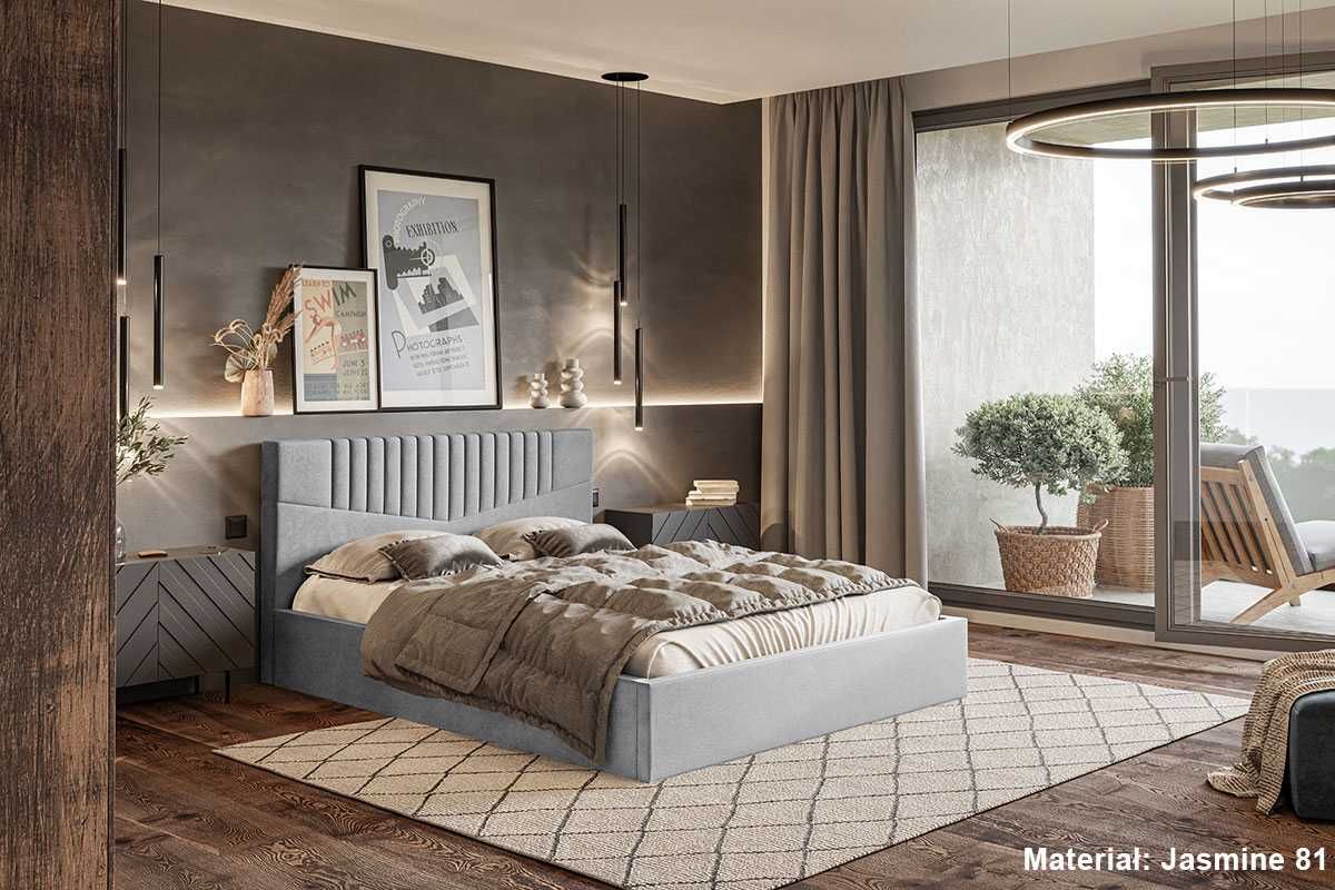 Łóżko łóżka tapicerowane NAOMI 120/140/160/180x200 POJEMNIK + STELAŻ
