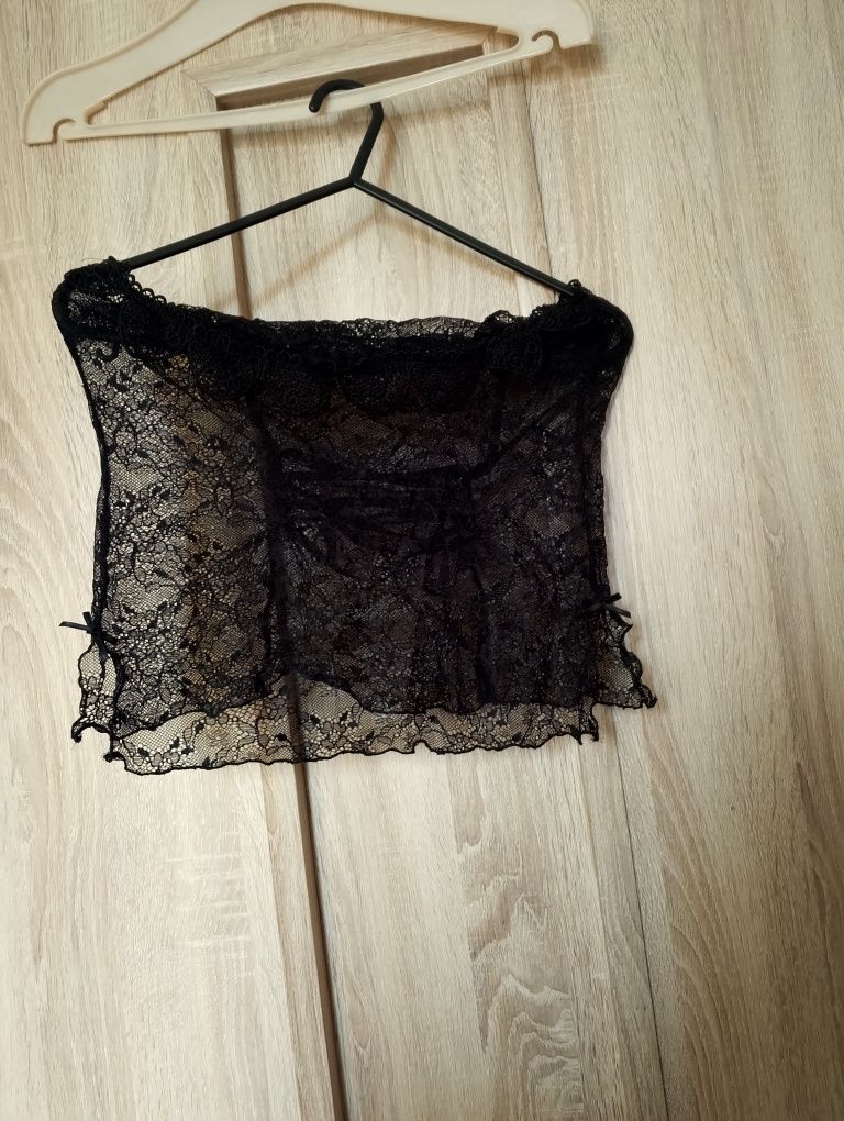 Gorset ozdobny czarna koronka S M