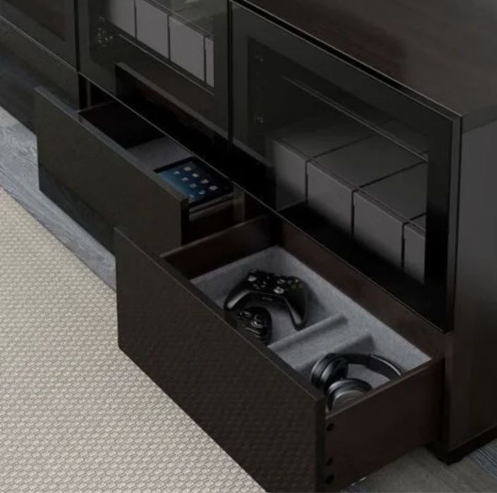 IKEA stolik szafka pod TV czarne szkło