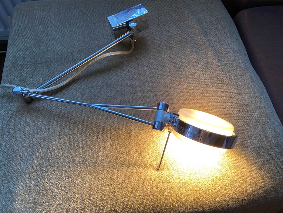 Kinkiet, lampka biurkowa, chrom, szkło, włącznik, na kabel, żarówka G9