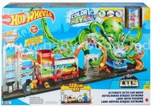 Трек Hot Wheels GTT96 Автомойка Взрыв цветов Цветное перевоплощение
