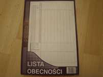 Lista obecności pracowników 17 dwustronnych kartek w bloczku