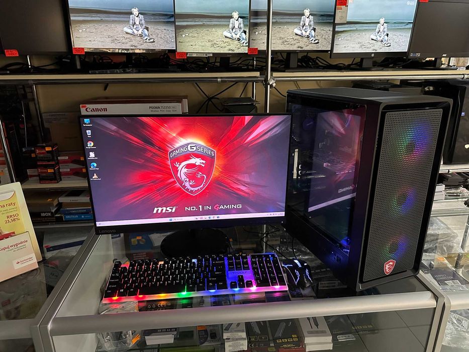 Komputer gamingowy PC i5/10400F/16GB/ssd500/GTX1060 + monito 24" Win11