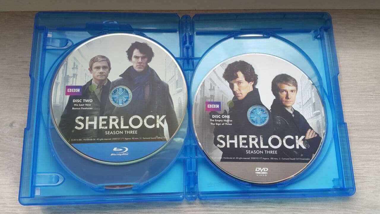 Шерлок / Sherlock Blu-ray + dvd (Сезон 1, 2, 3 + доп. материалы)