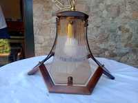 Duża elegancka lampa wisząca - ABC Design - drewno połączone ze szkłem