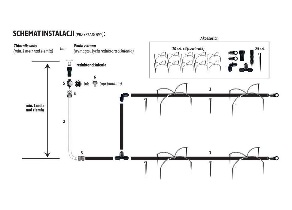 Zestaw nawadniania kropelkowego PROFE 10m z reduktorem ciśnienia
