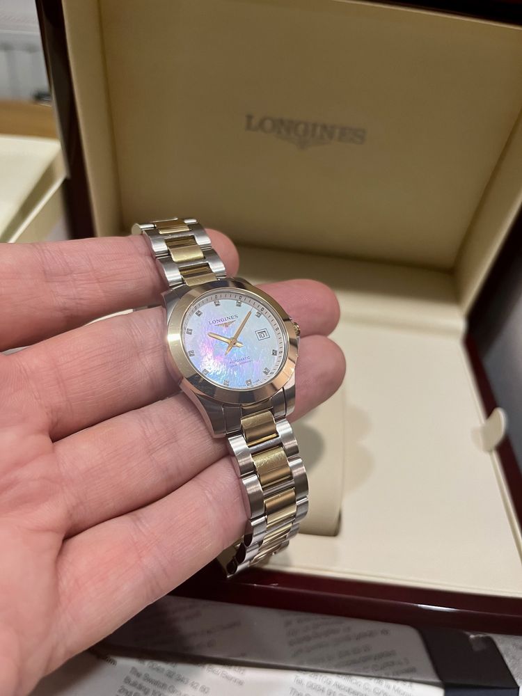 Longines Conquest Lady 29,5mm damski bikolor stal złoto 18k diamenty