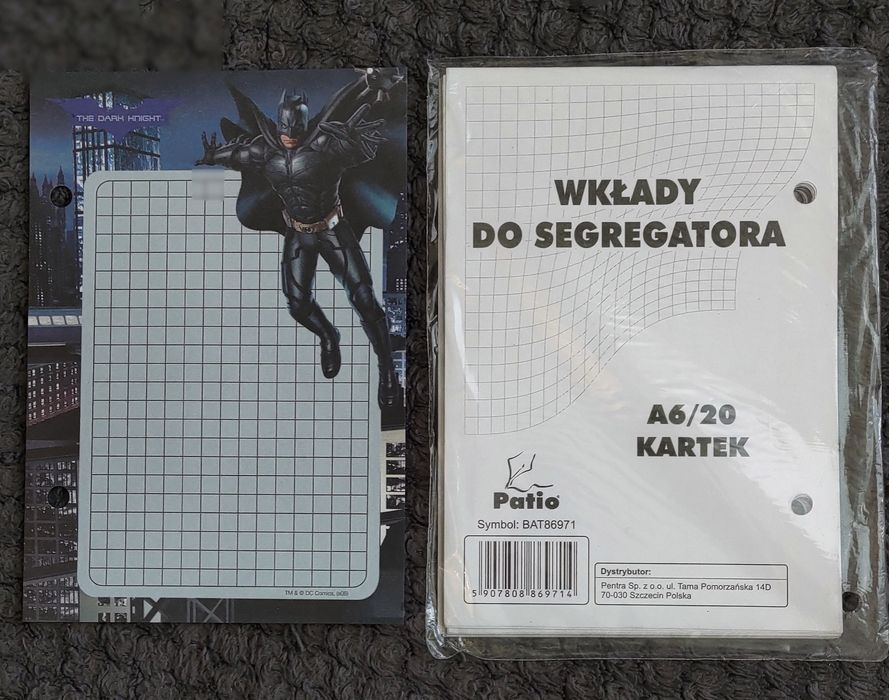 Karteczki / wkłady do segregatora z dawnych lat Batman