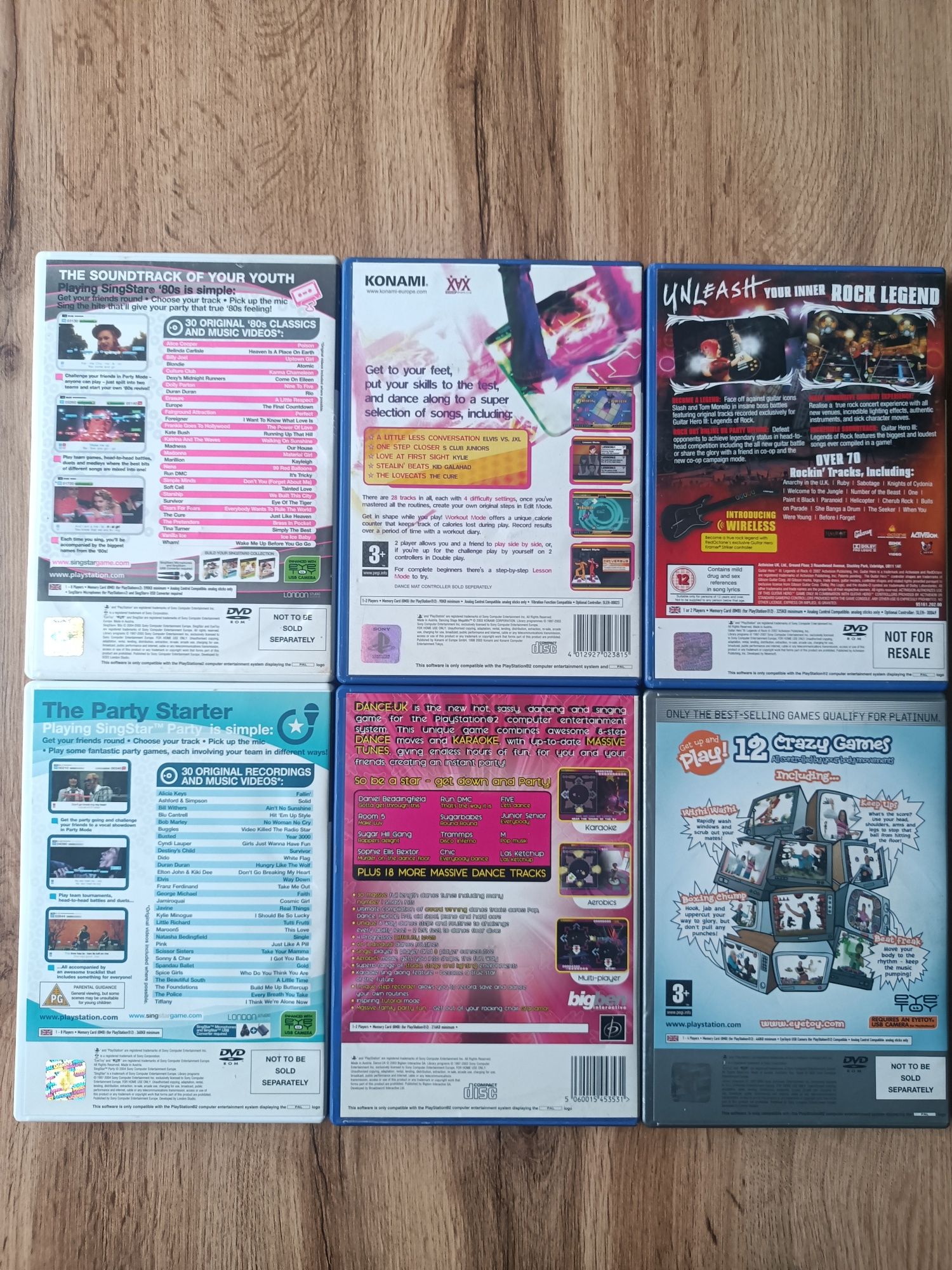 Zestaw gier na PS2 (Singstar/Dance/Guitar Hero)