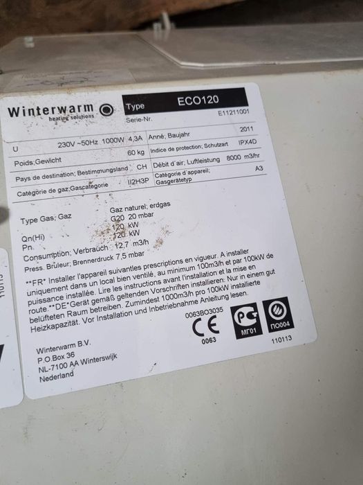 Nagrzewnica gazowa winterwarm eco120