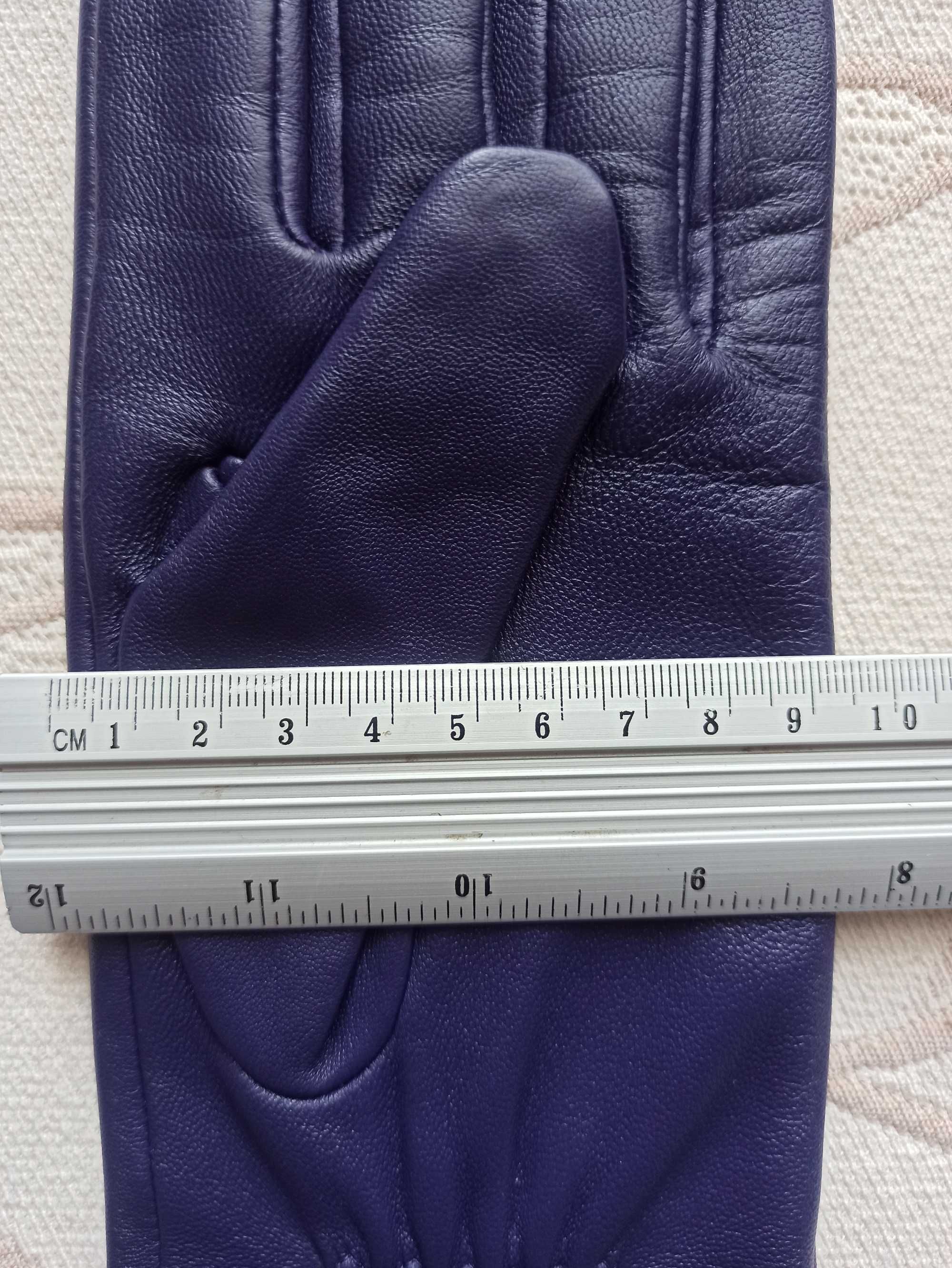 Шкіряні рукавички M&S, розмір 7  (фіолетові, перчатки, жіночі)