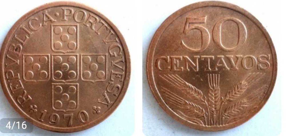 Moedas 50 centavos de bronze